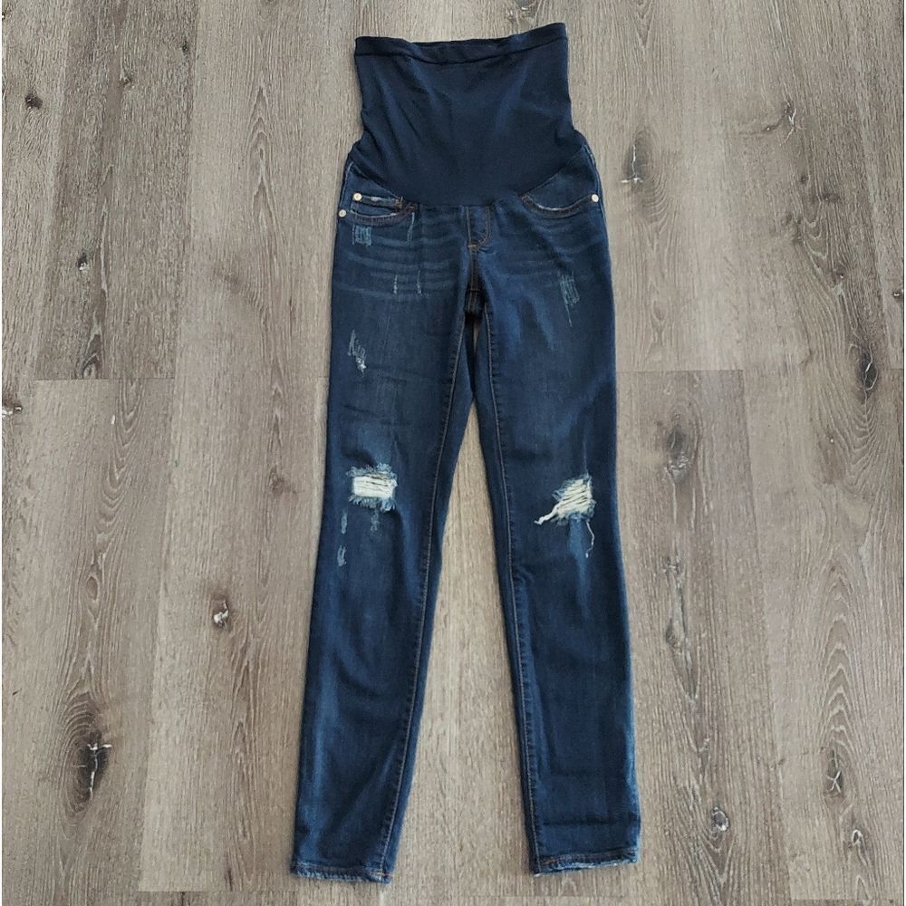 LED Luxe Essentials Denim Distressed Maternity Jeggings Size 25
